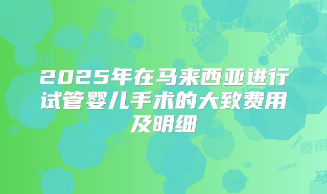 2025年在马来西亚进行试管婴儿手术的大致费用及明细