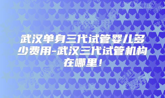武汉单身三代试管婴儿多少费用-武汉三代试管机构在哪里！