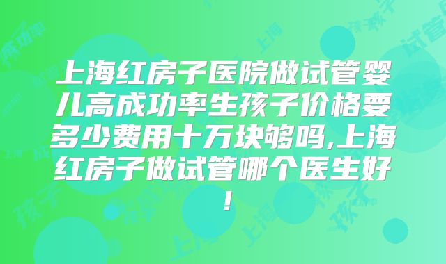 上海红房子医院做试管婴儿高成功率生孩子价格要多少费用十万块够吗,上海红房子做试管哪个医生好！
