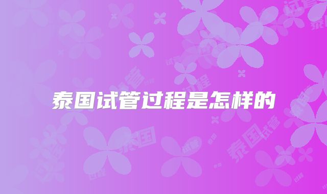 泰国试管过程是怎样的