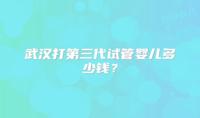武汉打第三代试管婴儿多少钱？