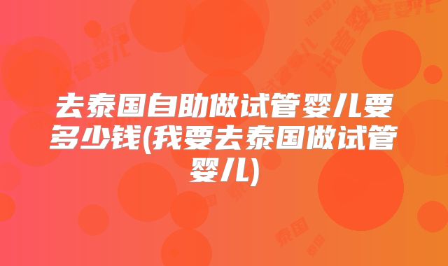 去泰国自助做试管婴儿要多少钱(我要去泰国做试管婴儿)