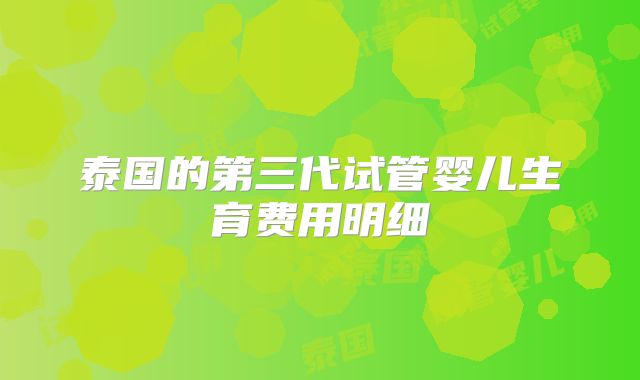 泰国的第三代试管婴儿生育费用明细