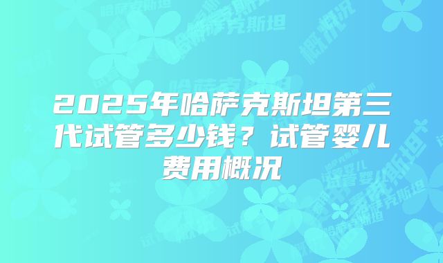 2025年哈萨克斯坦第三代试管多少钱？试管婴儿费用概况