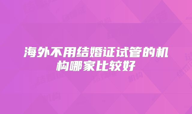 海外不用结婚证试管的机构哪家比较好