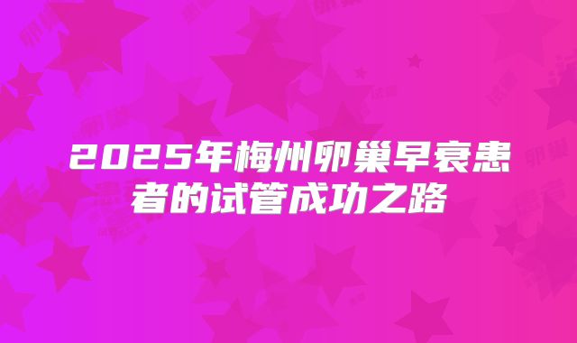 2025年梅州卵巢早衰患者的试管成功之路