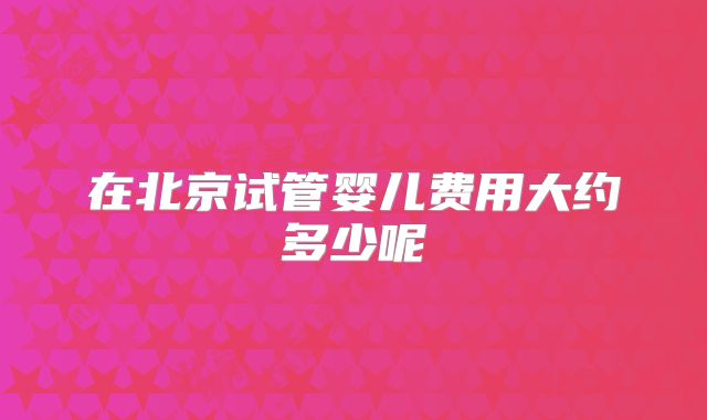 在北京试管婴儿费用大约多少呢