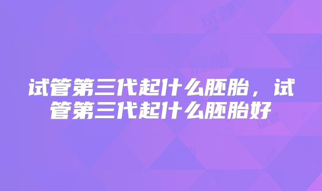 试管第三代起什么胚胎，试管第三代起什么胚胎好