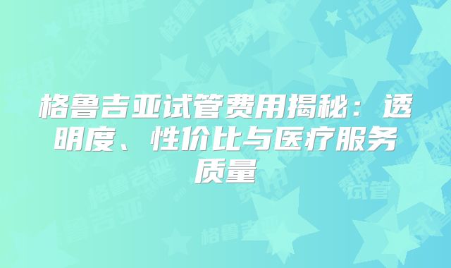 格鲁吉亚试管费用揭秘：透明度、性价比与医疗服务质量