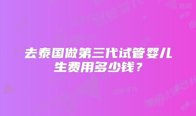去泰国做第三代试管婴儿生费用多少钱？