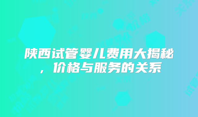 陕西试管婴儿费用大揭秘,价格与服务的关系
