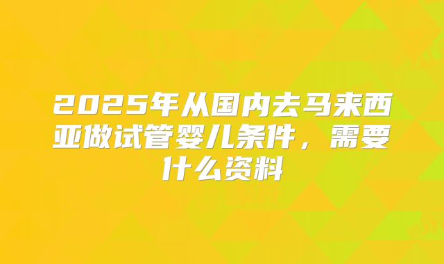 2025年从国内去马来西亚做试管婴儿条件，需要什么资料