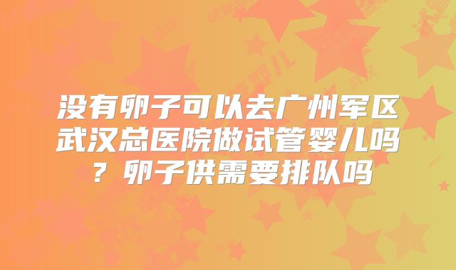 没有卵子可以去广州军区武汉总医院做试管婴儿吗?卵子供需要排队吗