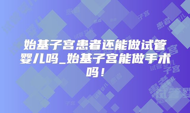 始基子宫患者还能做试管婴儿吗_始基子宫能做手术吗！