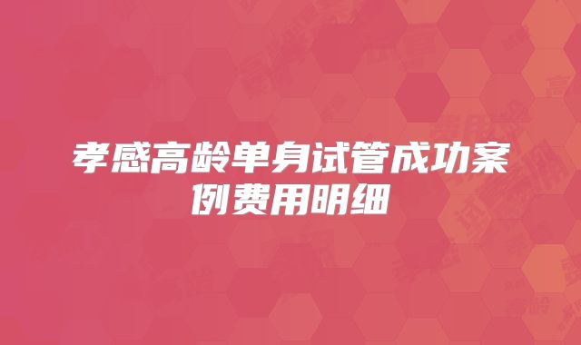 孝感高龄单身试管成功案例费用明细