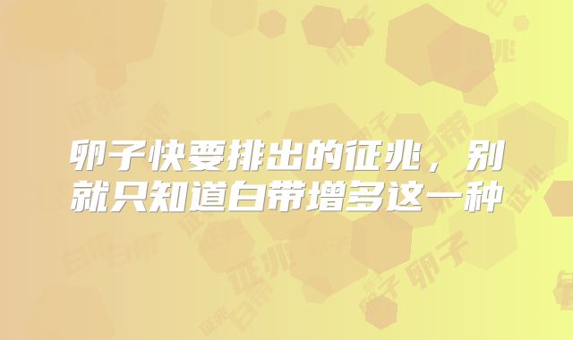 卵子快要排出的征兆，别就只知道白带增多这一种
