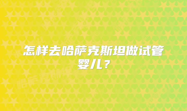 怎样去哈萨克斯坦做试管婴儿?