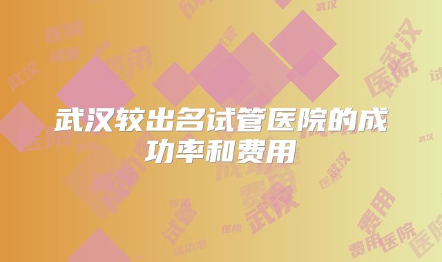 武汉较出名试管医院的成功率和费用