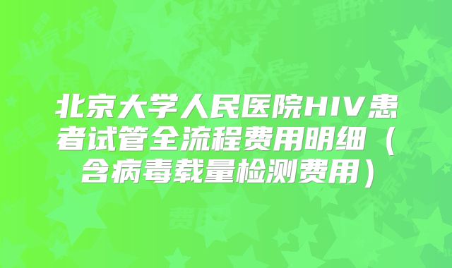 北京大学人民医院HIV患者试管全流程费用明细（含病毒载量检测费用）