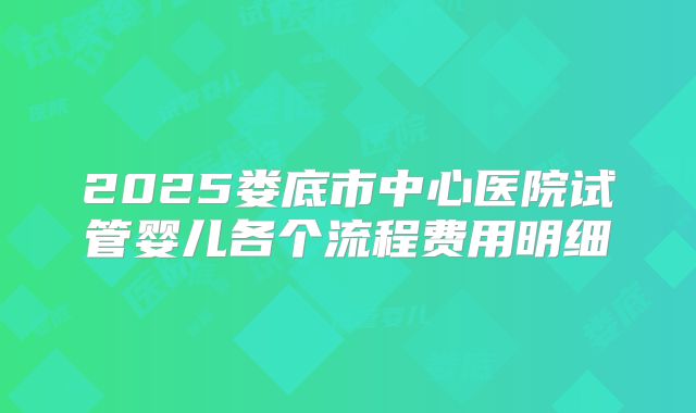 2025娄底市中心医院试管婴儿各个流程费用明细