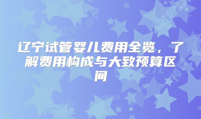 辽宁试管婴儿费用全览,了解费用构成与大致预算区间