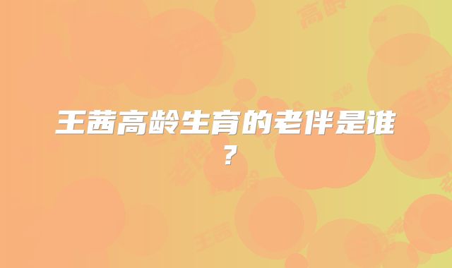 王茜高龄生育的老伴是谁？