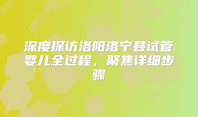 深度探访洛阳洛宁县试管婴儿全过程,聚焦详细步骤