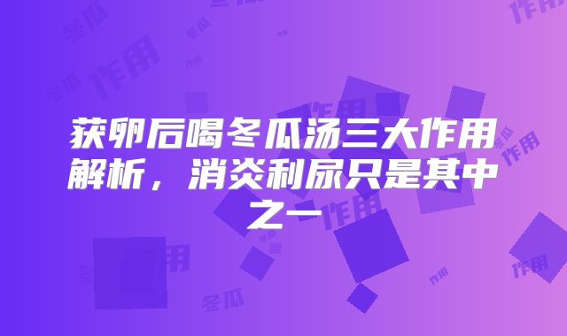 获卵后喝冬瓜汤三大作用解析，消炎利尿只是其中之一