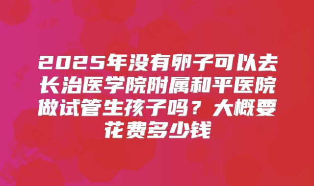 2025年没有卵子可以去长治医学院附属和平医院做试管生孩子吗？大概要花费多少钱
