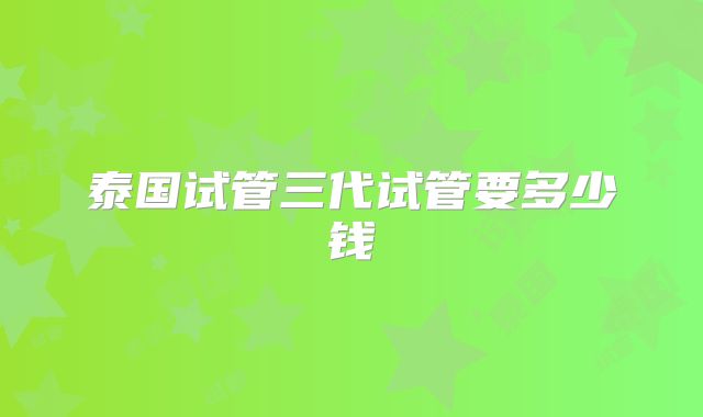 泰国试管三代试管要多少钱
