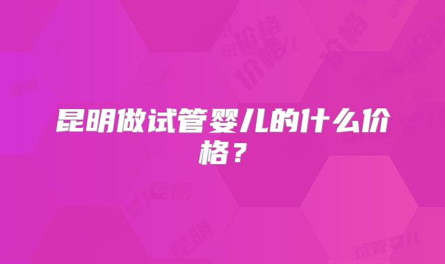 昆明做试管婴儿的什么价格？