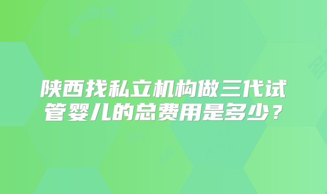 陕西找私立机构做三代试管婴儿的总费用是多少?