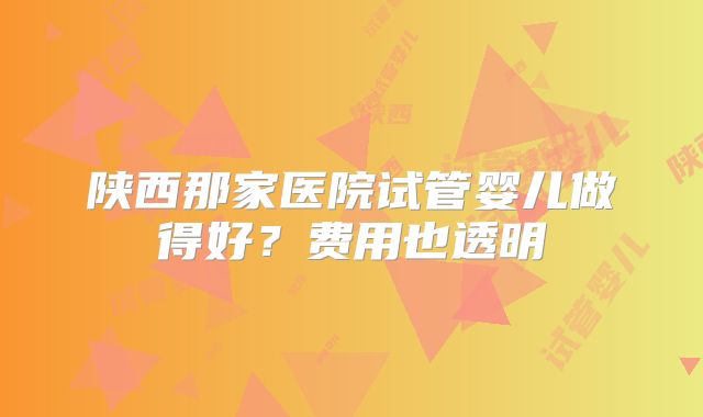 陕西那家医院试管婴儿做得好？费用也透明