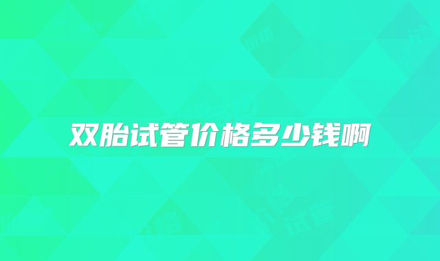 双胎试管价格多少钱啊