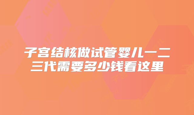 子宫结核做试管婴儿一二三代需要多少钱看这里