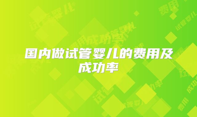 国内做试管婴儿的费用及成功率