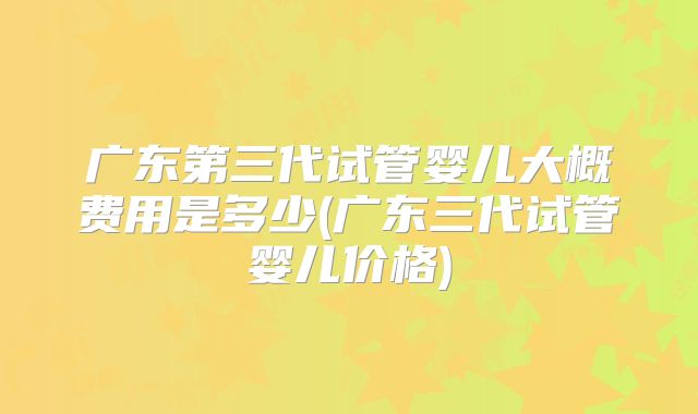 广东第三代试管婴儿大概费用是多少(广东三代试管婴儿价格)