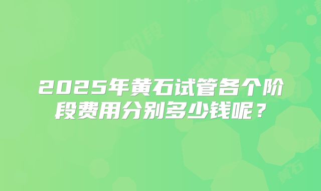2025年黄石试管各个阶段费用分别多少钱呢？