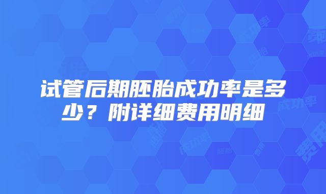 试管后期胚胎成功率是多少？附详细费用明细