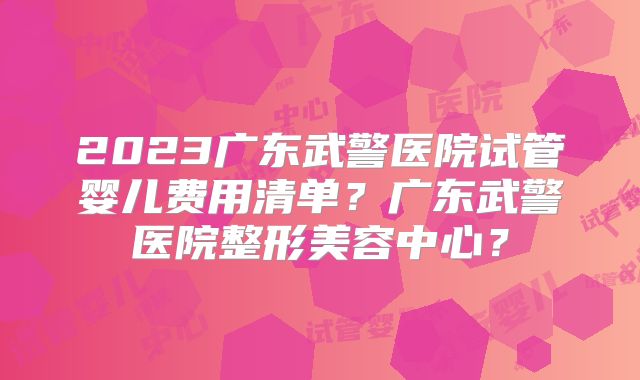 2023广东武警医院试管婴儿费用清单?广东武警医院整形美容中心?