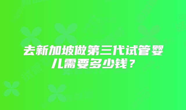 去新加坡做第三代试管婴儿需要多少钱？