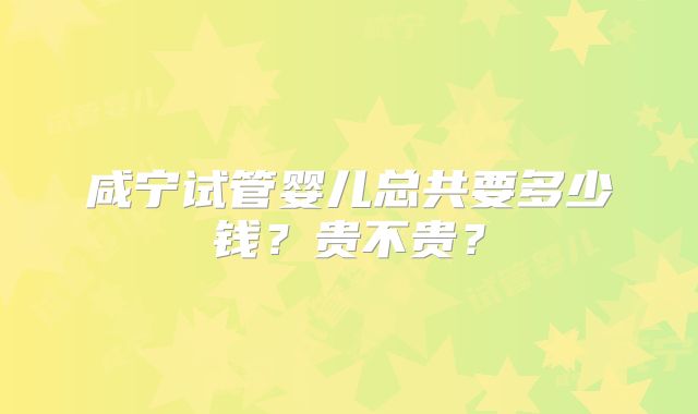 咸宁试管婴儿总共要多少钱？贵不贵？