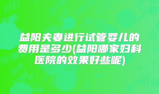 益阳夫妻进行试管婴儿的费用是多少(益阳哪家妇科医院的效果好些呢)