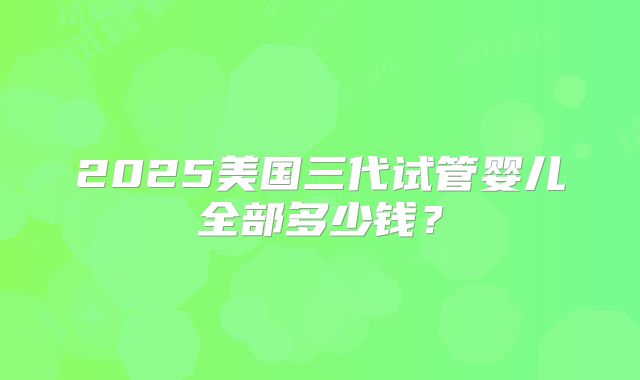 2025美国三代试管婴儿全部多少钱?