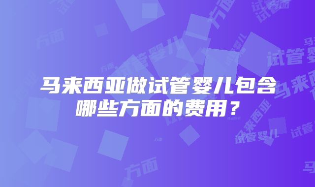 马来西亚做试管婴儿包含哪些方面的费用？
