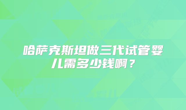 哈萨克斯坦做三代试管婴儿需多少钱啊？