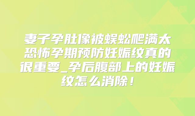 妻子孕肚像被蜈蚣爬满太恐怖孕期预防妊娠纹真的很重要_孕后腹部上的妊娠纹怎么消除!
