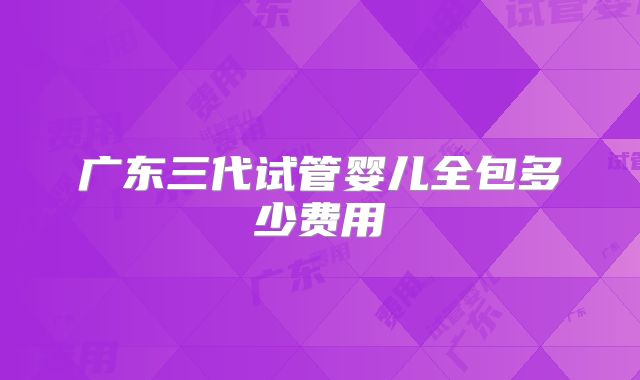 广东三代试管婴儿全包多少费用