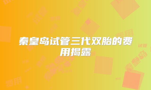 秦皇岛试管三代双胎的费用揭露
