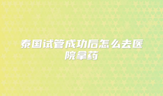 泰国试管成功后怎么去医院拿药